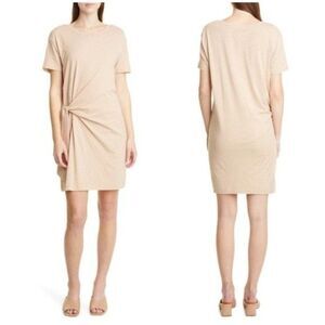 New VINCE Short Classic Cotton Stripe Side-Tie Dress Size L